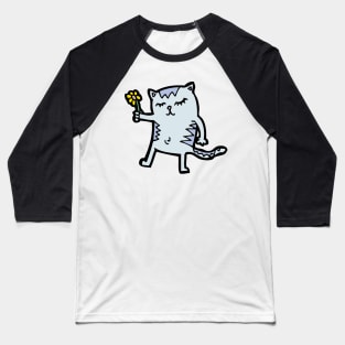 white cat with flower Baseball T-Shirt